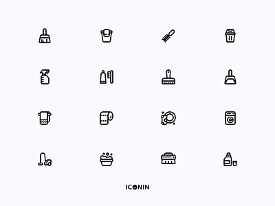 Cleaning Icons Set app icons cleaning cleaning icon design flat icons household icon icon pack icon set iconin iconography icons illustration line icons stroke icon