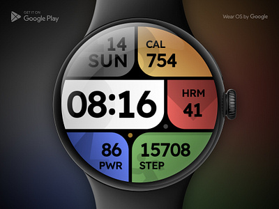 Colorful blocks Watch Face, WearOS ai color design device galaxy watch google play health icon illustration intelligent number sports time ui watch watch face wear wear os