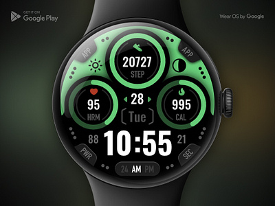 Casual colors Watch Face, WearOS ai color design device galaxy watch google play health icon illustration intelligent number samsung galaxy watch time ui watch watch face wear wear os