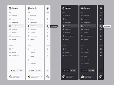 Sidebar Navigation - Light & Dark Versions 🔥👌 app application clean dark dashboard flat icons light link menu minimal nav bar navigation saas side navigation sidebar store ui ux web