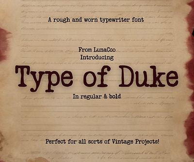 Type of Duke Typewriter Font font design fonts typewriter font vintage fonts