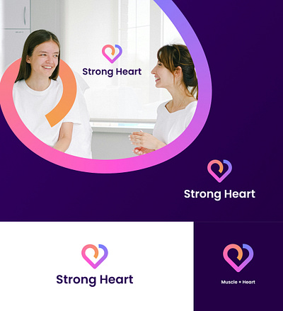 Strong Heart Logo care heart logo medical modern monoline muslce strong