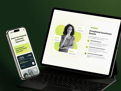 WealthInv - Investment Website in Desktop & Mobile (Mockup) app bussiness design health illustration insurance investment landing page ui ui design ux web design