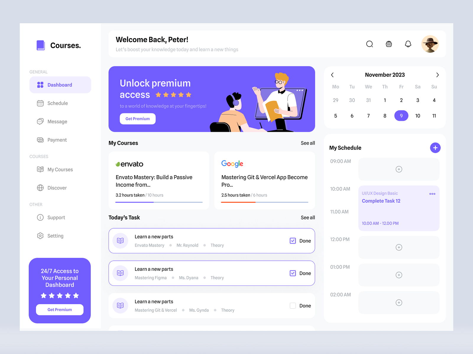 Course Dashboard UI by wugang on Dribbble