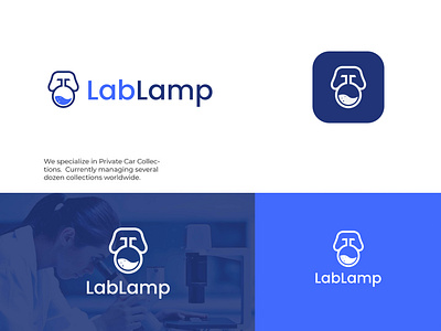 Lablamp logo design. Laboratory science logo. chemical discover doctor invention lab laboratory lamp light rechearch science scientist
