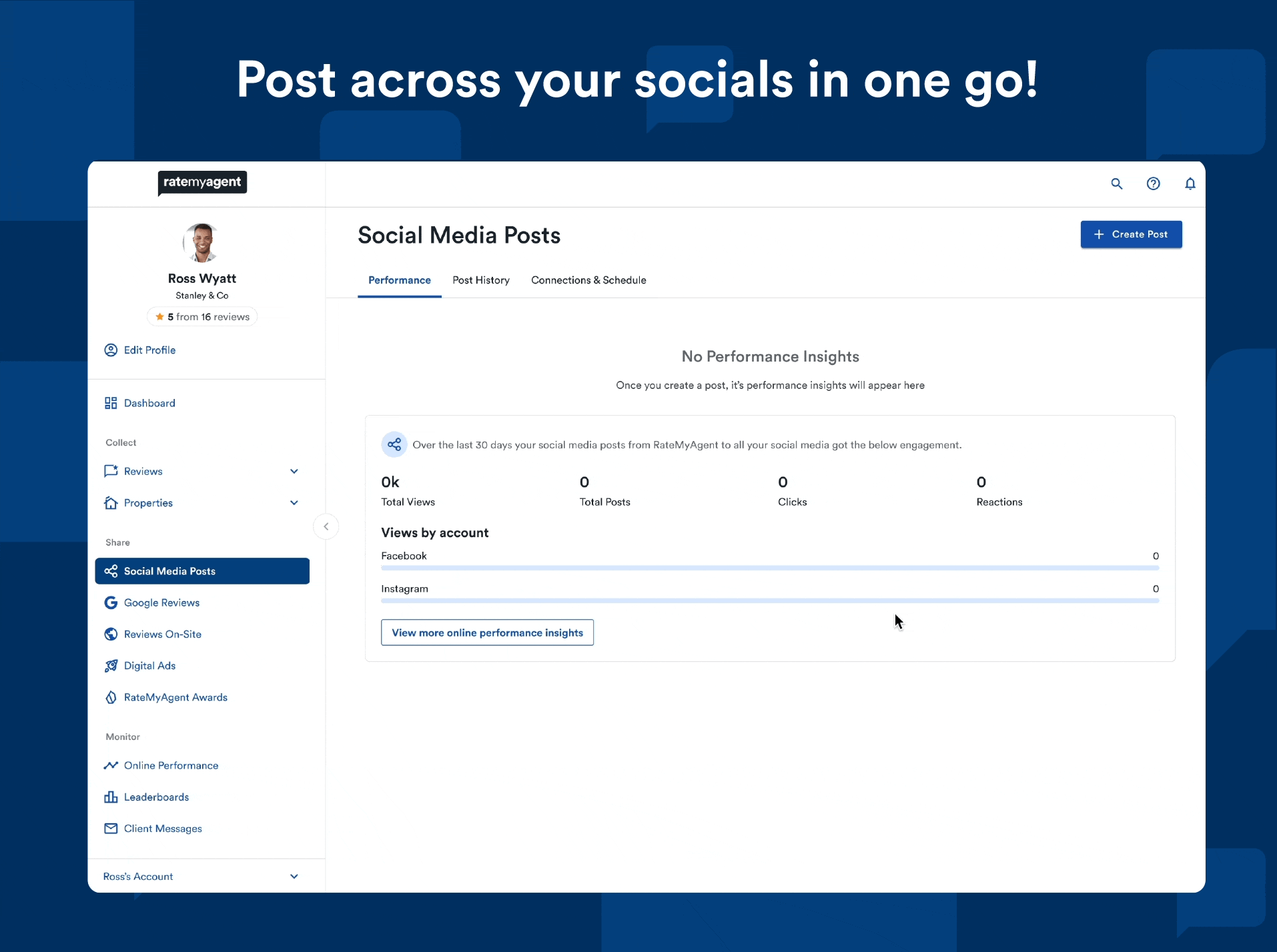 One-off social media posts for busy agents product ui