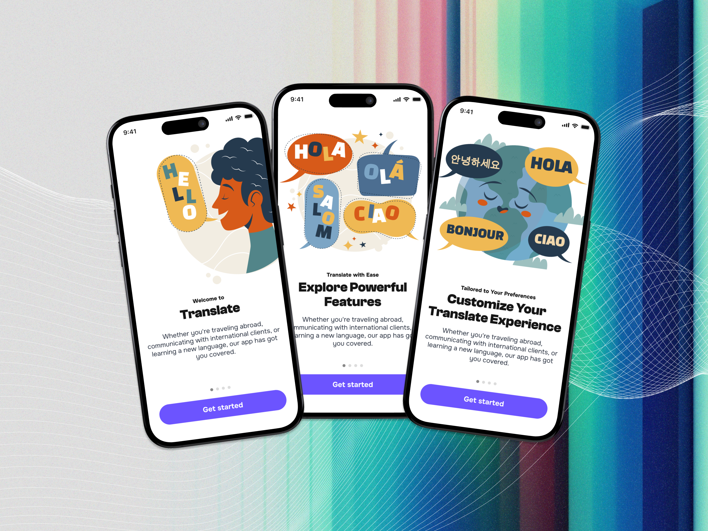 Translate App - an ios app onboarding screen app design ios app ios app design landing page mobile app onboarding product design saas splash screen ui ui design ux ux design