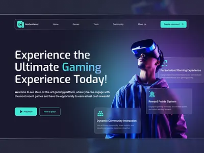 Landing page hero section alif app cta design designer gaming hire landing modern page ui ui ux design webdesign website