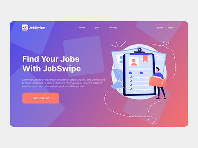 JobSwipe - Web Design branding graphic design job landing page ui vector web design