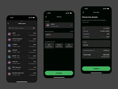 CoinWell Wallet - Staking app clean crypto cryptocurrency darkmode figma ios mobile nft product design staking transactions ui ux wallet