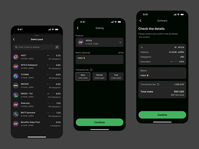 CoinWell Wallet - Staking app clean crypto cryptocurrency darkmode figma ios mobile nft product design staking transactions ui ux wallet