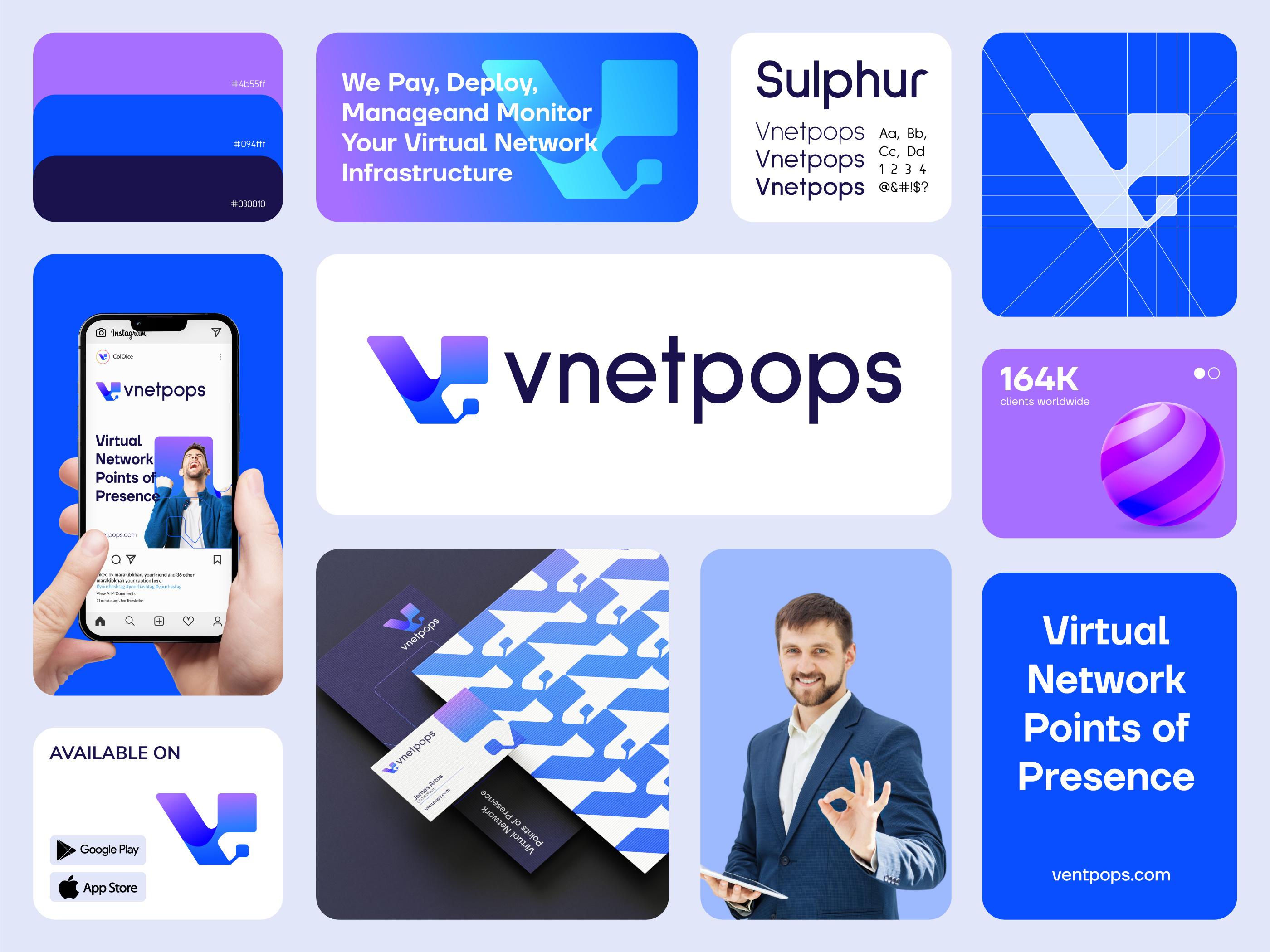Modern V logo Vnetpops - Branding Identity for Virtual Network abstract logo app icon logo brand identity branding design hub illustration logo logo design logo designer logo mark symbol logotype modern logo network connection sass software company tech futurist tech technology virtual network web3 logo