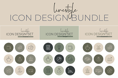 Linestyle Icon Design Bundle Money payment