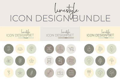 Linestyle Icon Design Bundle Plant summer