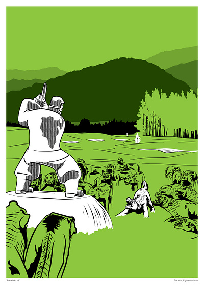Battlefield 18 - The Hills, NZ art golf golf art illustration print texture