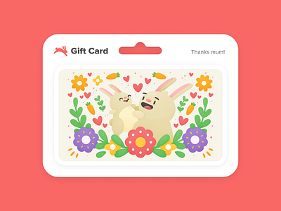 Gift Card - Mother's Day bunny card carrot cute flower gift heart hopper illustration love mother travel