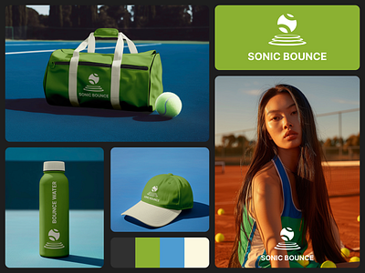 Sonic Bounce branding design figma logo sport tennis tennis ball water bottle