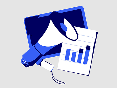 Megafon, graphic tablet and sales growth chart 2d advertisement animation graphic tablet growth chart illustration loudspeaker marketing megaphone motion graphics seo social media marketing statistics strategy