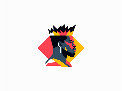 Geometric King Logo beard branding crown design emblem face geometric icon identity illustration king logo man mark regal royal sports symbol urban vector