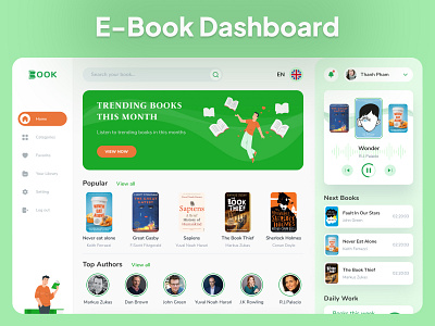 E-Book Dashboard app design dashboard e book illustration logo mockup ui ui wireframe ux