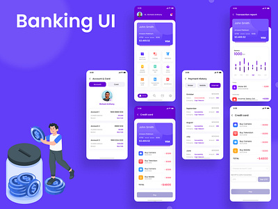Banking App UI app design banking app ui coins dashboard illustration mockups ui ui ux