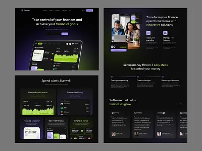 Pathway- Finance Landing Page Design banking card design digital bank finance financial fintech. landing page logo money personal finance web web design webflow webflow template
