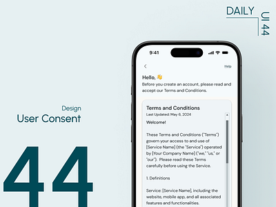 Day 44: User Consent consent screen design daily ui challenge information architecture legal design microcopy terms and conditions ui design user experience user interface