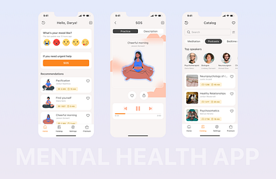 Mobile Health App mental health app mobile app product ui ux