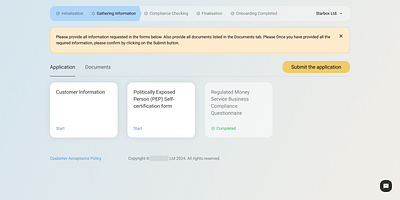 Compliance Center. Customer Portal compliance dashboard fintech real survey ui ux