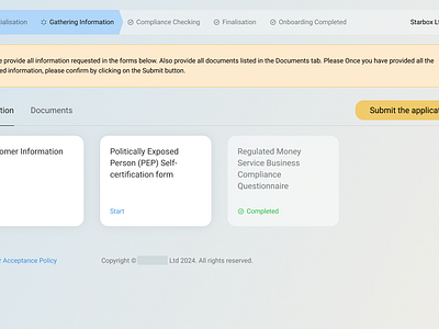 Compliance Center. Customer Portal compliance dashboard fintech real survey ui ux