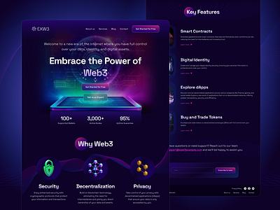 Web3 Landing Page blockchain dark design landing landing page service template ui ux w3 web3 website