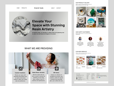 ResinArt Studio animation art classic design ecommerce footer grey header resinart shopping theme ui uiux web webdesign white
