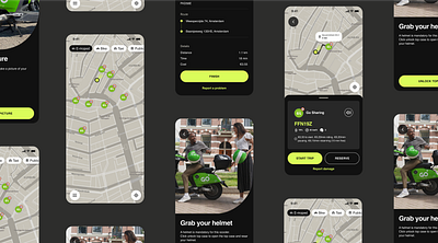 umob app black minimalist mobility public transport ui ux yellow