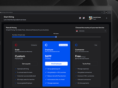 Pricing Page | HR Management Dahsboard cansaas clean dashboard hr management minimal payments price pricing pricing plan product design purchase saas saas plan ui ux web design