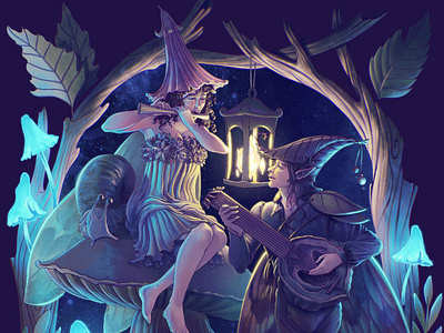 Nightlights duet concept art fae faeries fairies fairytale fantasy fantasyart illustration