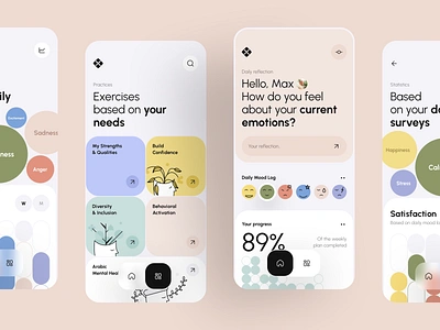 Mental Health Mobile App app design app screen design health app ios app design mental care mental health mobile app mobile design product design self care therapy ui ux user experience wellness