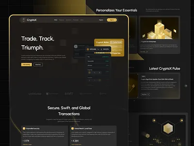 CryptoX - crypto trading Landingpage blockchain crypto cyrpto wallet dark dark crypto dark web design landingpage market cap saas stock market stocks trading usdc vektora web crypto web marketing website website crypto website dark