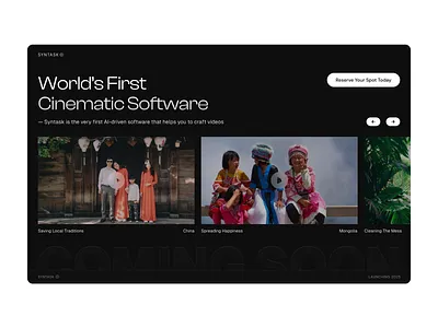 Cinematic software website ai app design design landing page software design ui ux video streaming