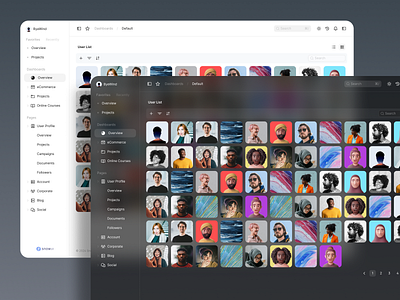 User List dashboard ui kit design system ui design