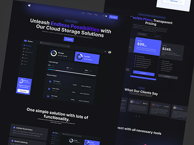 Cloud Storage Solutions SaaS Dashboard Website Design business cloud storage company corporate marketing saas technology uiux web design website