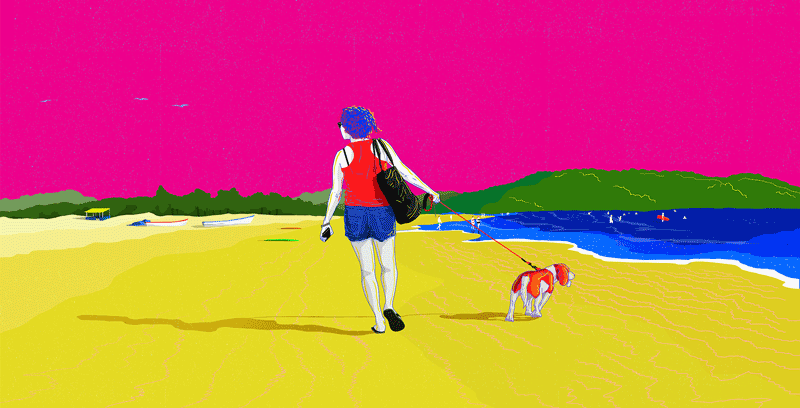 Beach walk illustration