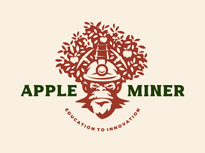 Apple Miner apple logo miner monkey old tree wood