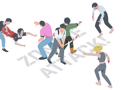 Zombie Attack character design flat design illustration isometric zombie