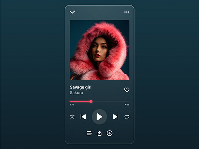 Music Player Design app design audio player blue daily ui challenge darkmode glassmorphism mobile app music music app music player player ui ui challenge ui design