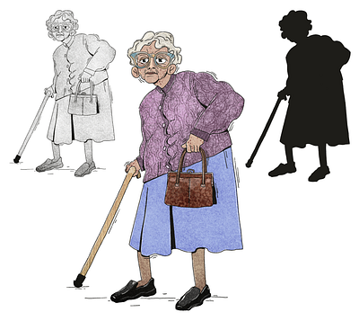 Lady in pink cardigan clothes digital illustration fashion fashion illustration human figure lineart old lady old people people illustration portrait procreate