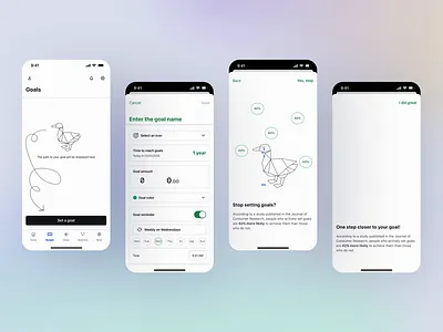 Goal Setting Flow - Money Manager App app prototype clean ui dashboard design emotional design engaging ux financial app design financial planning app fintech app goal achievement screen goal setting app goal tracking app interactive ui minimalist design mobile ui design modern mobile design money management ui personal finance design user friendly interface user interface ux design
