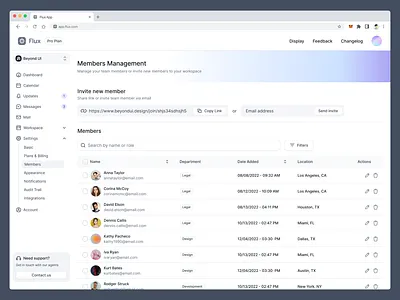 Members Management SaaS UI beyond ui design system figma free ui kit members settings members table members table ui members ui product design saas design saas ui team list team management team management ui team members team settings team settings ui team table team ui