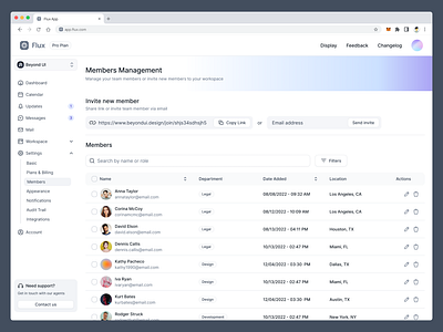 Members Management SaaS UI beyond ui design system figma free ui kit members settings members table members table ui members ui product design saas design saas ui team list team management team management ui team members team settings team settings ui team table team ui