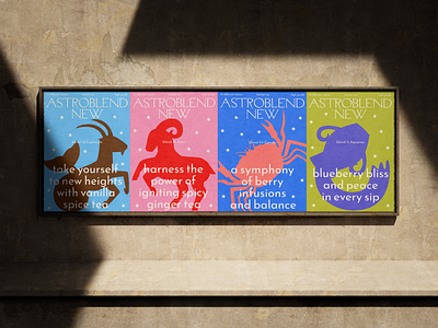 Posters for a tea brand based on zodiac signs branding graphic design illustrations