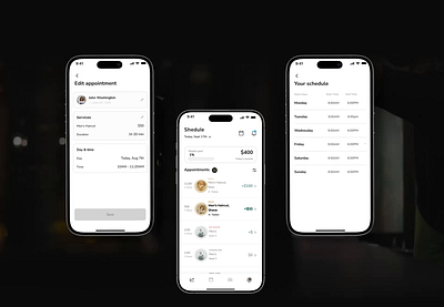 Guile barbers app. Booking and payment animation app barber brand branding clean design figma flat icon illustation interface logo minimal mobile motion motion graphic social ui ux